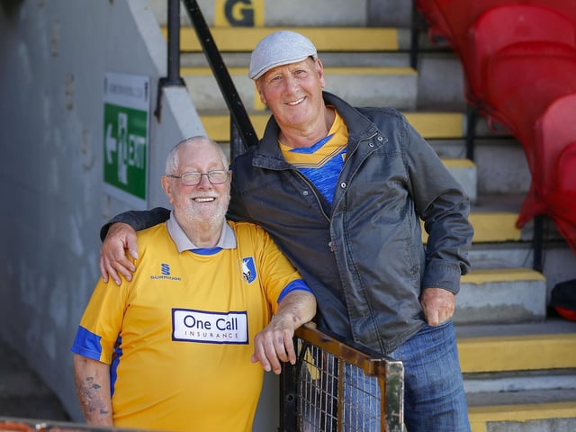 Mansfield fans at the Sky Bet League 2 match against Grimsby Town at Blundell Park, 19 August 2023.
Photo credit should read : Chris & Jeanette Holloway / The Bigger Picture.media