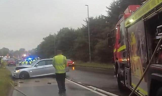 The scene of the crash on A614 Old Rufford Road, in Farnsfield