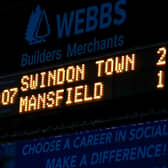 The scoreboard says it all as Mansfield Town suffer an agonising late defeat at Swindon Town on Saturday. Photo by Chris & Jeanette Holloway/The Bigger Picture.media.