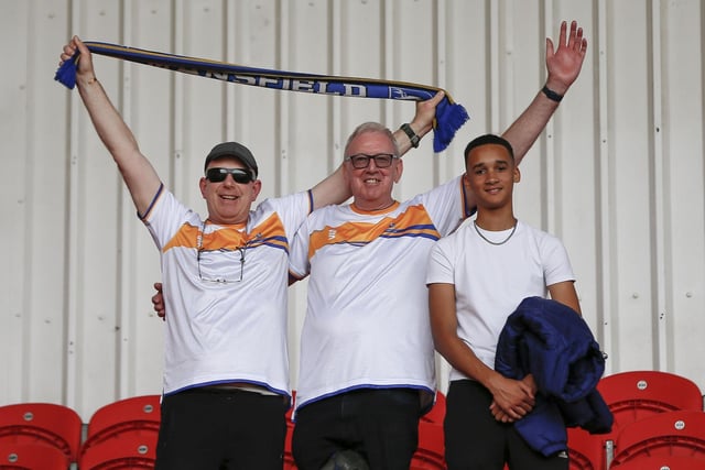 Mansfield Town fans enjoy the 3-1 win at Doncaster Rovers.
