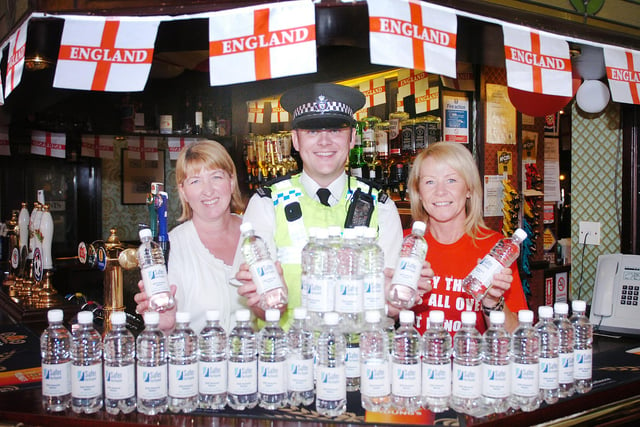 Jacksons Arms landlady is pictured with Sharon Robson and PC Mark Doherty in this 2004 scene promoting responsible drinking. Remember it?
