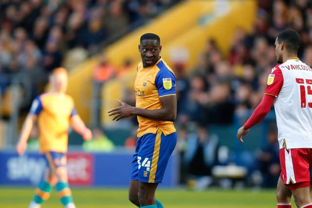 Mansfield Town forward Lucas Akins in action against Stevenage. Photo credit : Chris Holloway / The Bigger Picture.media