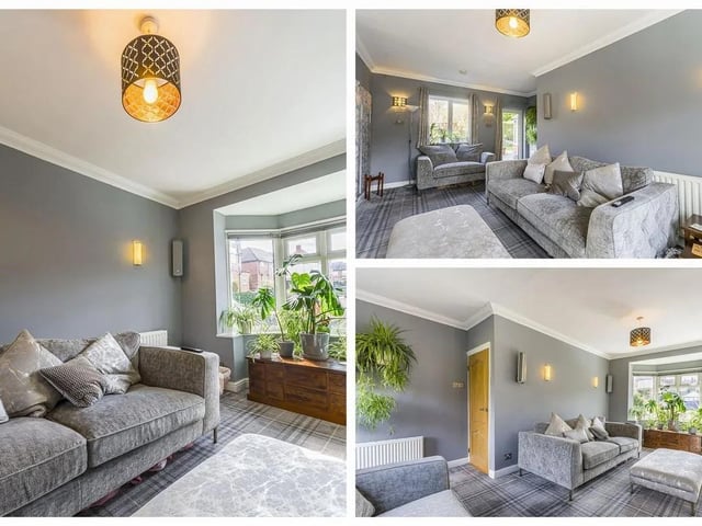 The spacious living room is a great spot for family gatherings and relaxation.