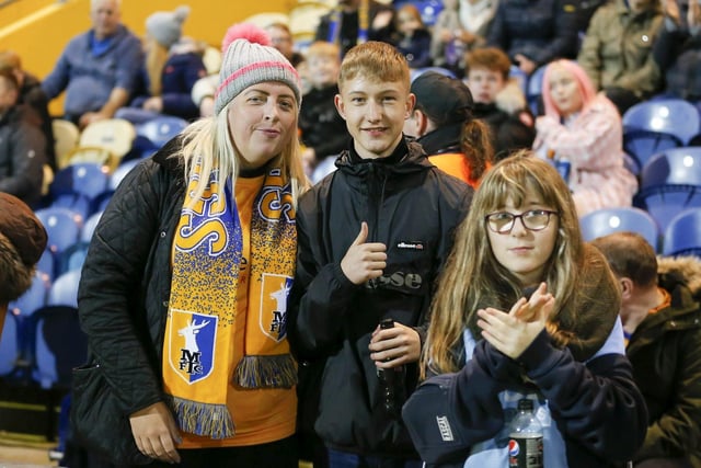 Mansfield Town fans ahead of the 0-0 draw with Newport County.