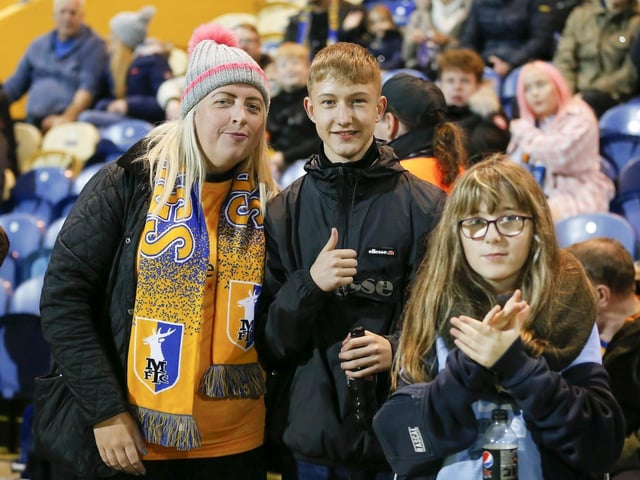 Mansfield Town fans ahead of the 0-0 draw with Newport County.