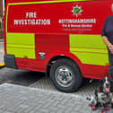 Dexter the Fire Investigation Dog with his handler Dave Coss.