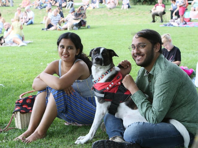 A four-legged film fan joins in the fun.