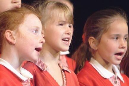 Mansfield St Peter's CofE Primary children's choir pictured at the Palace Theatre during the Music and Drama Festival.