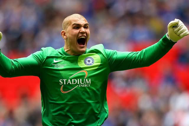 Bobby Olejnik was a Wembley winner with Peterborough in 2014 after JPT success against Chesterfield.  (Photo by Ben Hoskins/Getty Images)