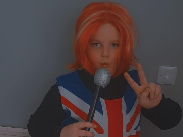 Madison, a 7-year-old from Mansfield, is dressed as Ginger Spice.