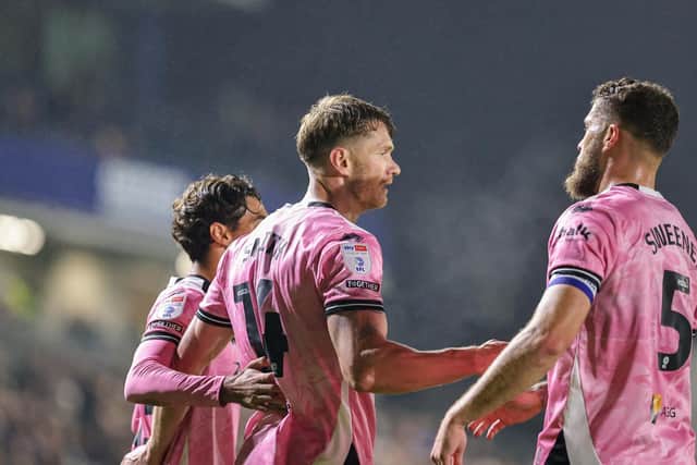 Mansfield Town forward Michael Smith celebrates his goal during the Sky Bet League One match against AFC Wimbledon at Stadium Plough Lane, 20 Oct 2026, Photo credit Chris & Jeanette Holloway / The Bigger Picture.media
