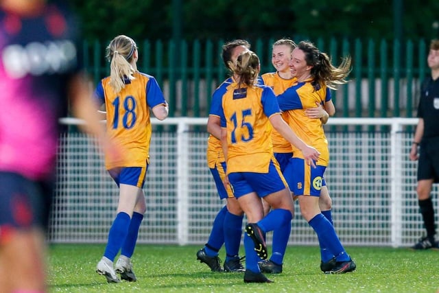 Mansfield celebrate Ellie Marshall's reply early in the second half.