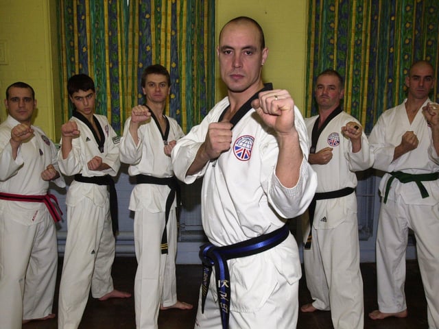 Martial Arts expert Paul Jessop who was in training at St Mary's Church Hall, Beighton for a charity jump over a car at Crystal Peaks back in 2001