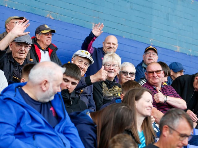 Mansfield Town fans ahead of kick-off at Boundary Park.