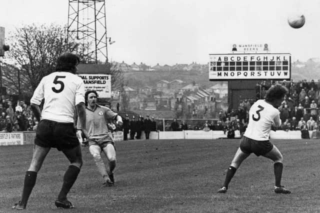 Mansfield Town's old scoreboard in 1976.