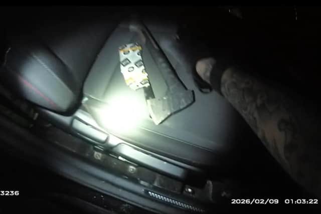 Officers found a number of weapons inside the car in Mansfield.