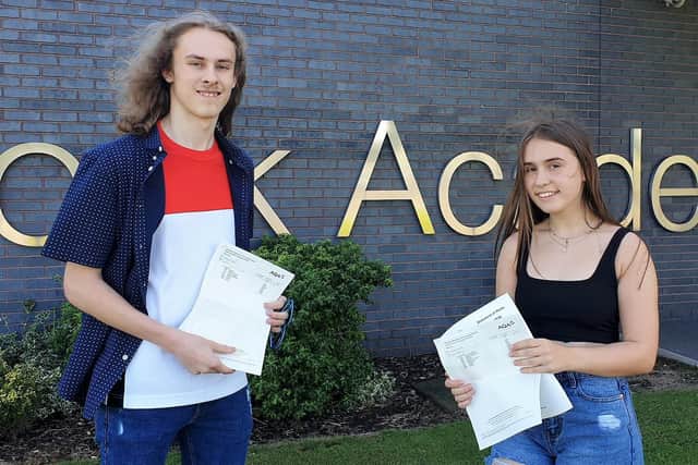 Ben Madeley and Angel Robinson, head boy and head girl at Shirebrook Academy, after picking up the top GCSE marks in the school.