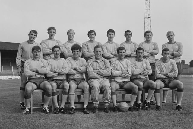 Mansfield Town pose for a team picture on 27th August 1968. This was Mansfield Town's 32nd season in the Football League and 8th in the Third Division. They finished 15th with 43 points.