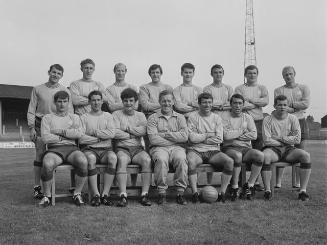 Mansfield Town pose for a team picture on 27th August 1968. This was Mansfield Town's 32nd season in the Football League and 8th in the Third Division. They finished 15th with 43 points.
