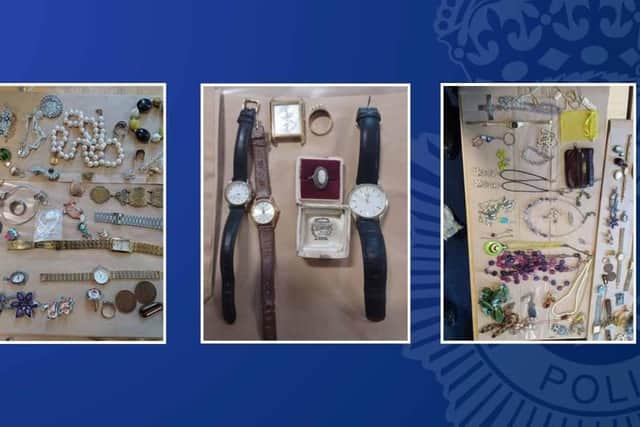 Detectives are hoping to trace the owners of a selection of distinctive jewellery found in the bag of a jailed burglar