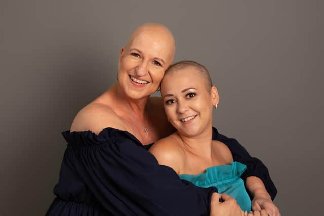 Pictured left Julie Powell (55), from Warsop, near Mansfield, and right Bianca Markham (31) from Chesterfield who became friends during their cancer treatments