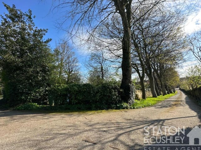 Our last image shows the tree-lined driveway that leads to the property from Chesterfield Road. Privacy guaranteed.