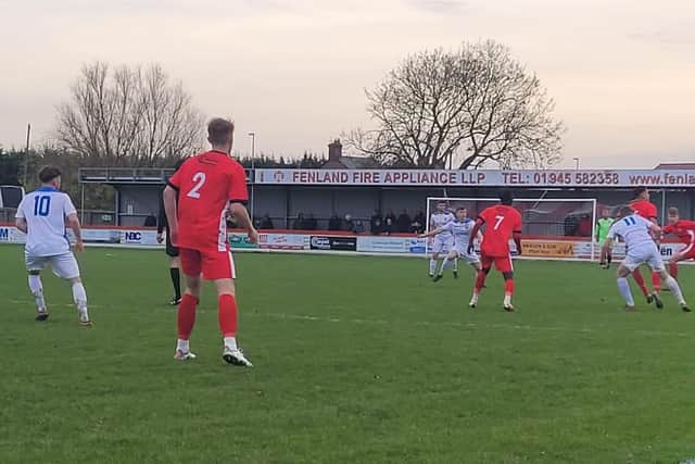 Kimberley on their way to three points at Wisbech Town last Saturday.
