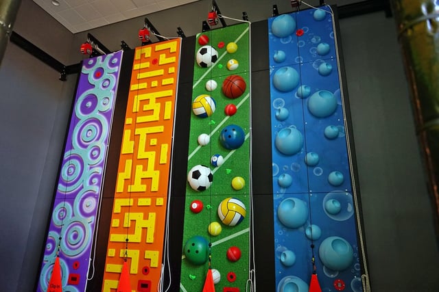 The clip 'n' climb wall in the centre.