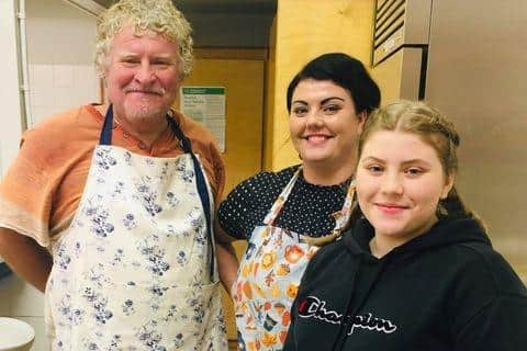 Councillor Phil Shields with Katy Brown from Allotment Box in Warsop cooked and prepared meals for Warsop's school children