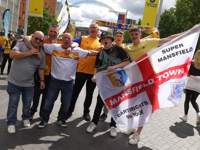 Stags fans enjoy the pre-match atmosphere.