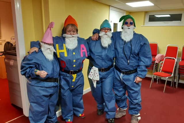 Staff and volunteers performing in the Our Centre Christmas show at Kirkby. Pictured are Sally Anne Kent, Jenny Hannant, Jay Osmond and Ian Craske.