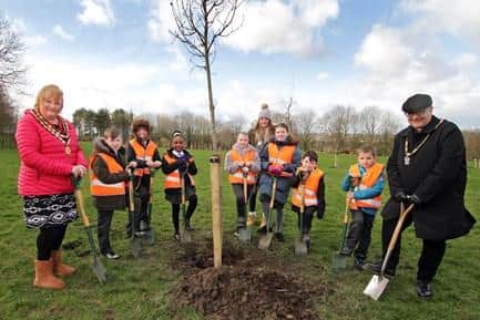 Tree planting in Coronation Park, Eastwood, to mark the Queen’s upcoming platinum jubilee.