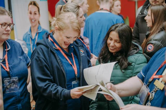 Nursing colleagues from Sherwood Forest Hospitals speaking with attendees at the 'Step into the NHS'