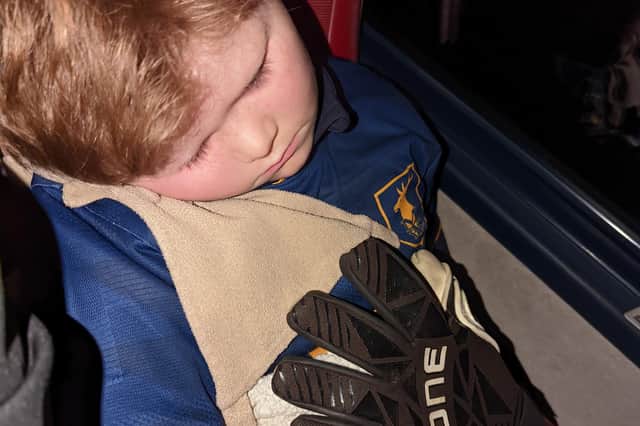 Eight-year-old Stags fan Edward Morrell wouldn't let go of Nathan Bishop's gloves even when he fell asleep on the bus home from Harrogate Town on Tuesday night.