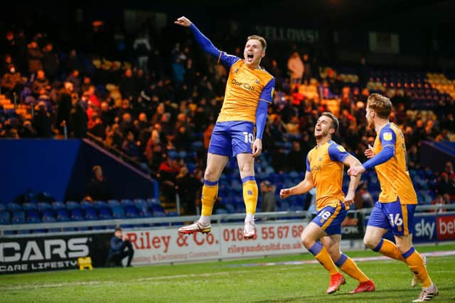George Maris celebrates his opening goal. Photo credit - Chris Holloway / The Bigger Picture.media