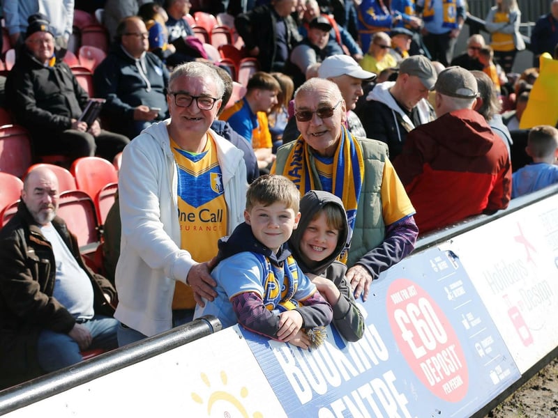 Mansfield Town fans ahead of kick-off at Grimsby Town.