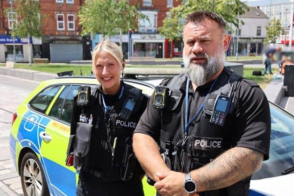 Sutton PCs Carly Smith and Colin Bland are both regularly working to tackle crime in Sutton town centre. Photo: Nottinghamshire Police
