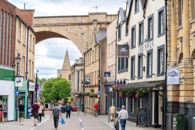 A photo taken before lockdown of the railway viaduct in Mansfield town centre.