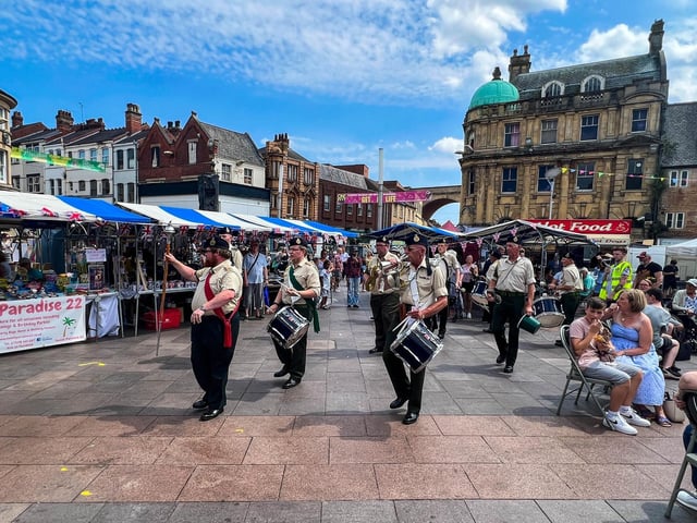 Mansfield District Corps of Drums marched through the town.