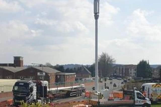The controversial 5G phone mast was erected close to homes in Mansfield.