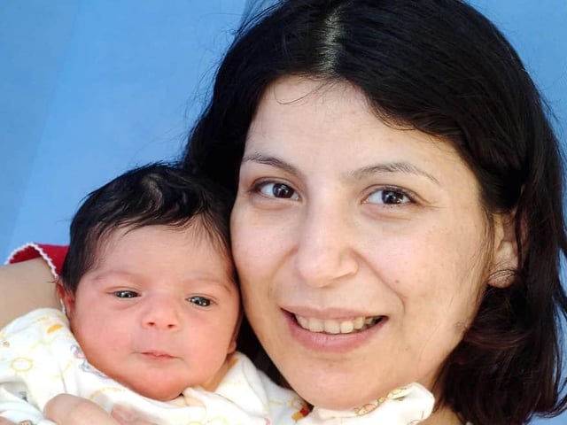 Ozlem Zobu, with her newborn daughter who has not named at the time, a sister to her (then) three-year-old son Robin and daughter to partner Devrim Kutlu. The family live in Mansfield and welcomed their little girl into the world at 10.00am on New Year's Day.