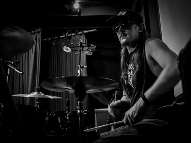 Pariahonfire's drummer was a busy man on the night as he also played for The Dan The D.