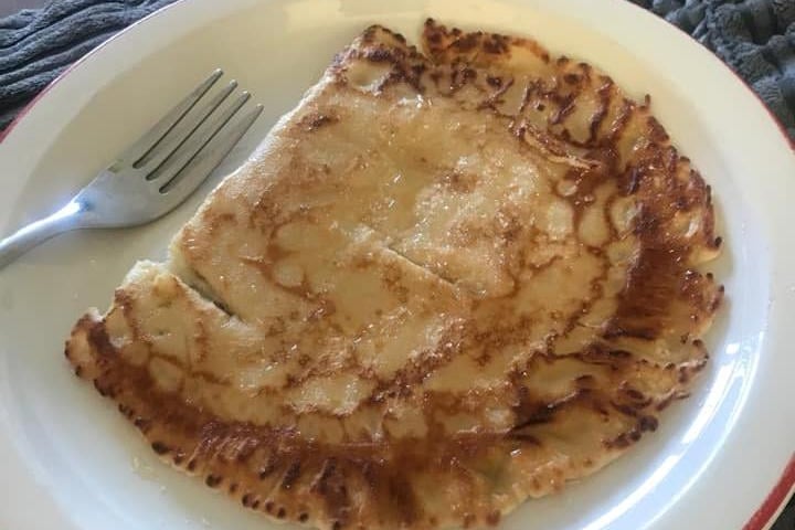 Lemon and sugar on this perfect pancake.