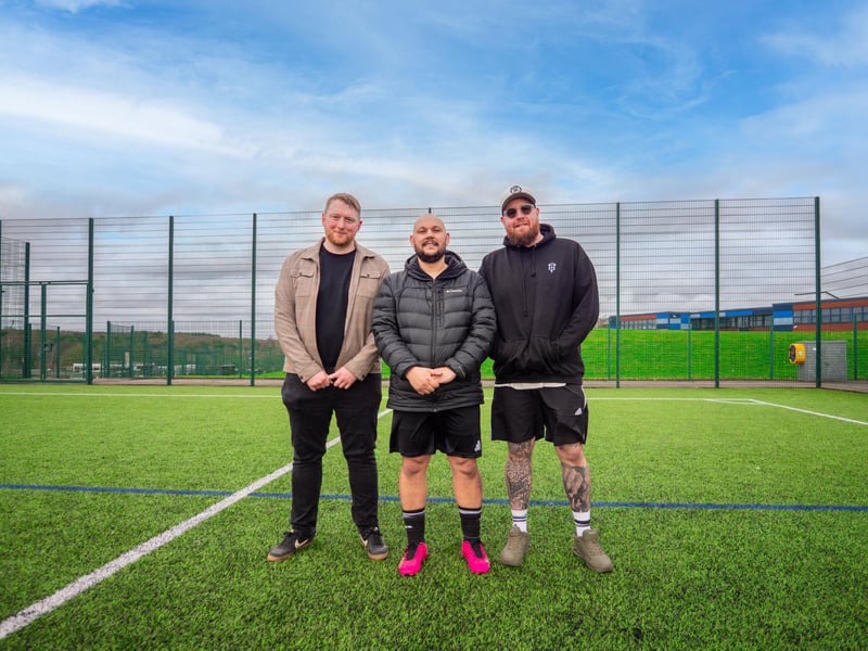 Founders of Mansfield Mind FC (left to right: Sam Town, TJ Brittain and Dom Helley)