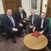 MP Lee Anderson is pictured with MPs  (left to right) Mark Spencer, Ben Bradley, Lee Anderson, Grant Shapps (Transport Secretary) and Mark Fletcher who have collectively lobbied Government for the improvements.