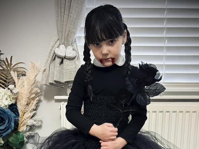 Willow, aged five, as Wednesday Addams.