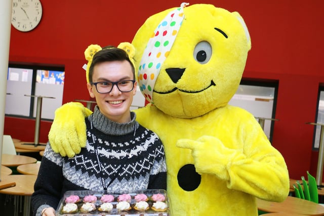 Project manager Chandler Measures and Pudsey with just some of the tasty bakes