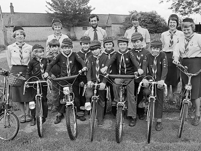 1980's cohort of Shirebrook Cubs taking part in their cycling proficiency test.