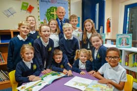 Children celebrating a 'Good' Ofsted rating with head teacher Ian Baxter at Underwood Church Of England Primary School. (PHOTO BY: Brian Eyre/Chad)