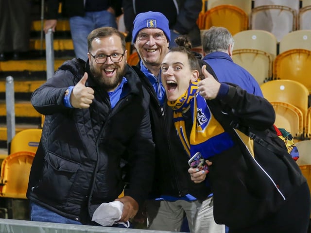 Mansfield Town fans ahead of the 0-0 draw with Newport County.